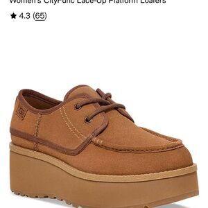 UGG Tan Platform Lace-Up Loafers